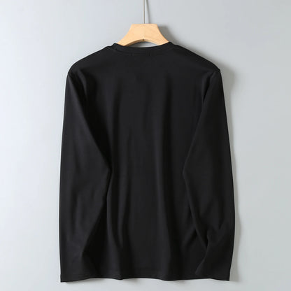 2025 Autumn New American Retro Long Sleeve O-neck Solid Color T-shirt Men's Fashion Simple 95% Cotton Washed Casual Sport Tops