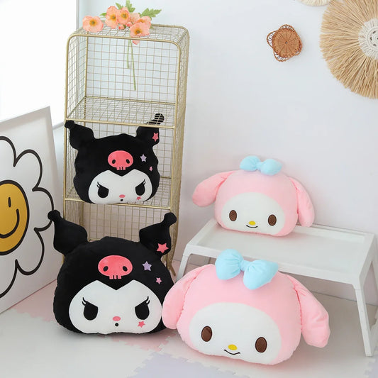 Kuromi My Melody Pillow Stuffed Anime Kuromi Car Headrest Safety Seat Belt Cover Cushion Cartoon Car Decoration Girl Gifts