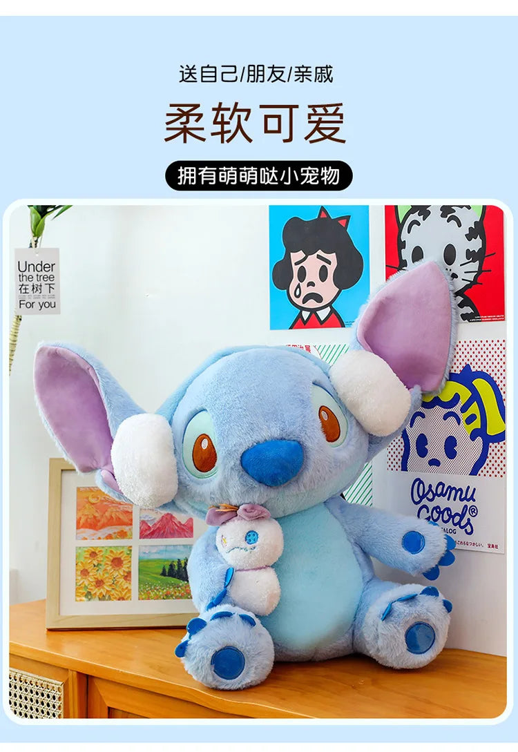 60/80/100cm Super Big Size Stitch Winter Disney Kawaii Anime Plush Stuffed Doll Cartoon Plushies Children's Pillow Holiday Gift