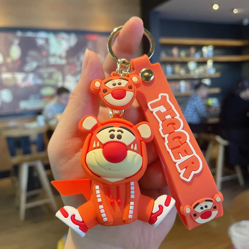 Anime Cartoon Disney Keychain Mickey Mouse Stitch Figure Minnie Donald Duck Piglet Key Chain Model Kids Toys Children Gift