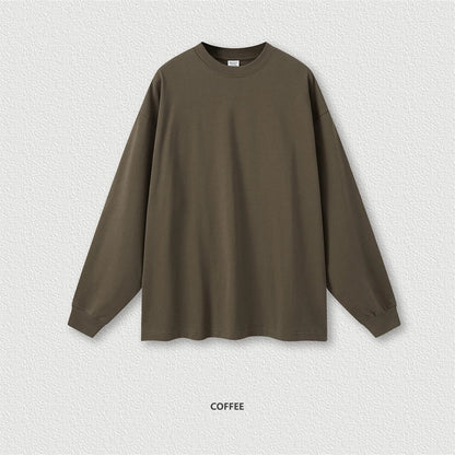 ZODF Autumn Winter 425gsm Long Sleeve T-Shirt American Retro Unisex Loose Heavyweight Basic Cotton T Shirts TEE HY0676