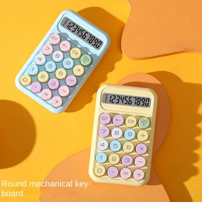 Keyboard Calculator Office 10-digit Mechanical Buttons Calculator Cute Candy Color School Supplies Students/Finance Stationery