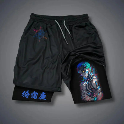 Demon Slayer Anime Men Gym Shorts Quick Dry Double-layer Sports Pants Streetwear Summer Workout Sportswear Fitness Beach Pants