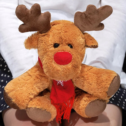 30CM Christmas Reindeer Scarf Plush Stuffed Doll Toy Home Sofa Decoration Gifts For Children New Year Decor Christmas Festive