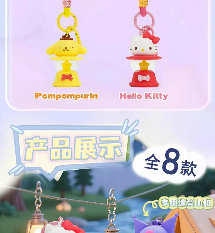 Original Sanrio Keychain Creative Hello Kitty Night Light Keyring Cinnamoroll My Melody Kuromi Key Chain Schoolbag Pendant Gifts