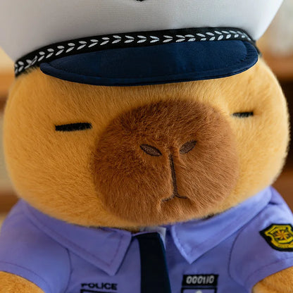 New Kawaii 50cm Plush Toy Capybara Police Stuffed Animal Pillow Cute Plush Doll for Kids Birthday Christmas Gift