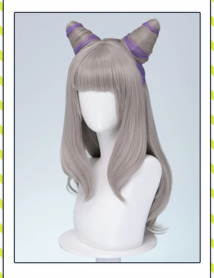 IN STOCK Guinevere Olivia Wig Anime Cosplay DokiDoki Blue Hair Knights Cosplay Double Buns Hight Heat Resistant Free Wig Cap