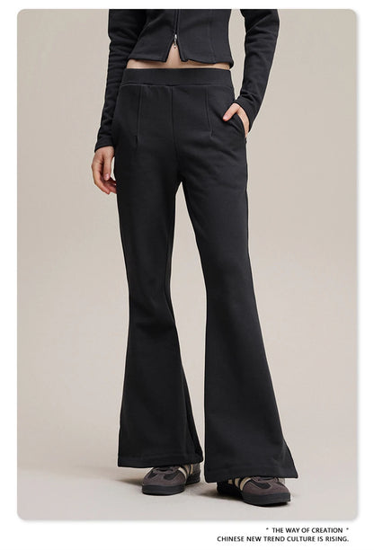 ZODF Women 2025 Autumn Sport Style Flared Pants Girls Female Mousse Muscle Sole Slimming Micro Yoga Trousers HY1095