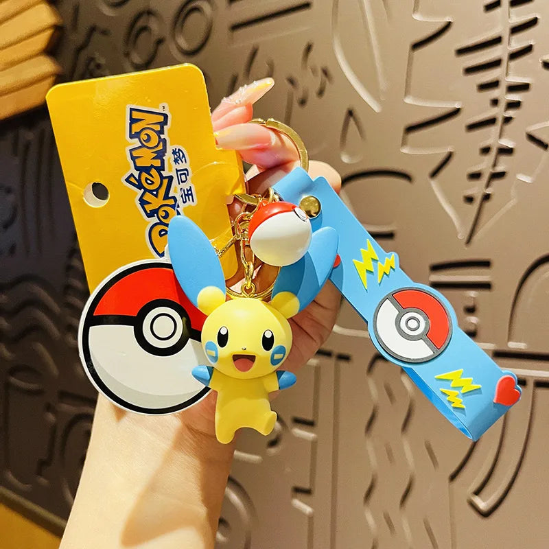 6 Pcs Pokemon Figure Anime Pikachu Gengar Meowth Keychain Car Key School Bags Backpack Decorations Pendant Decoration Toy Gift