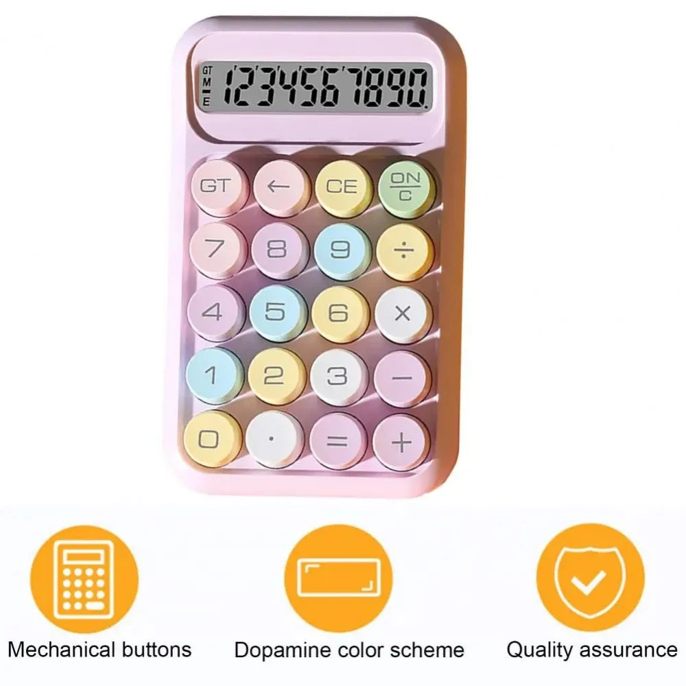Keyboard Calculator Office 10-digit Mechanical Buttons Calculator Cute Candy Color School Supplies Students/Finance Stationery