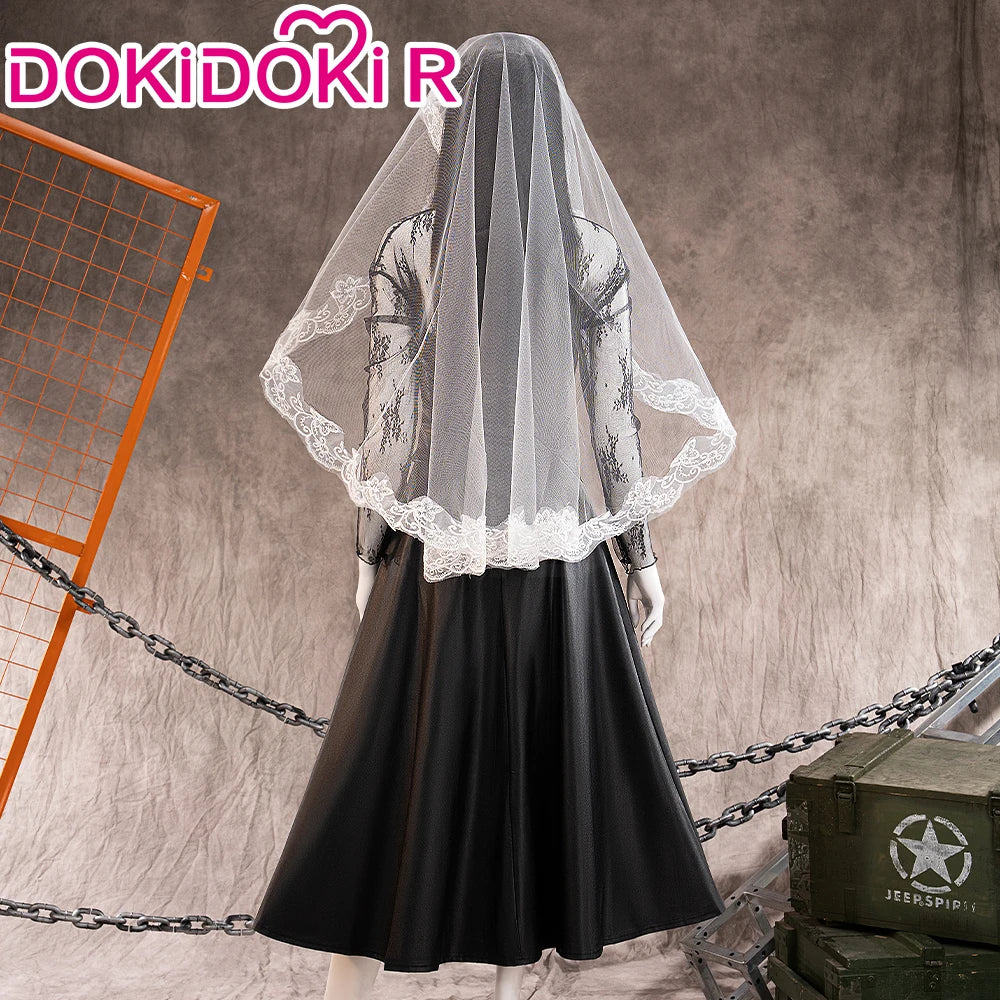Osaragi Cosplay Custome Anime DokiDoki-R Women Black Long Dress Costume Ms.Osaragi Cosplay Headdress