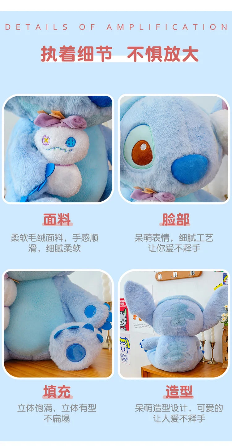 60/80/100cm Super Big Size Stitch Winter Disney Kawaii Anime Plush Stuffed Doll Cartoon Plushies Children's Pillow Holiday Gift