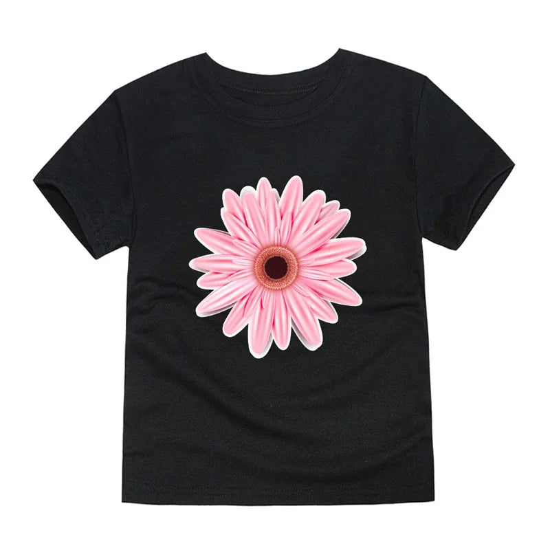 Child Kids Tshirts for Girls Clothes 2024 New Summer Pink Red Blue Luxury Toddler Girl T Shirt Kawaii Unicorn Flower Korean Tees