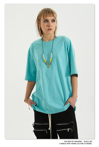 ZODF Trendy 2025 Men Basic Solid Cotton T-Shirts Unisex Male 190gsm Summer Loose Comfortable Soft Tees Shirt Streetwears HY0040