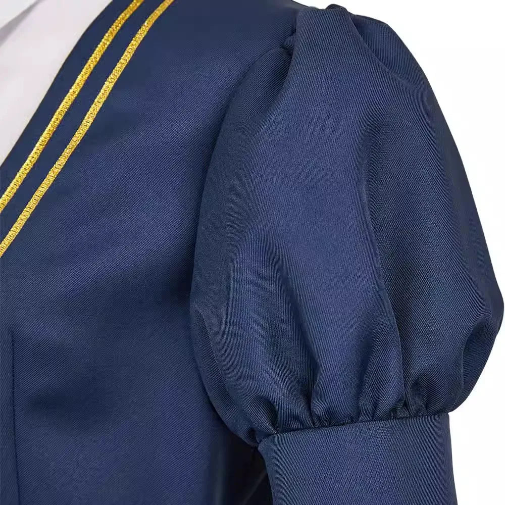 Anime Witch Watch Nemu Miyao Cosplay Costume Blue Dress Tie Shirt Stocking Outfit Halloween Party for Women Girls Carnival Props