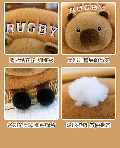 Creative Rugby Capybara Doll Cute Panda Plush Toys Pillow Capibara Seat Cushion Girls Children Birthday Gift Soft Stuffed Animal