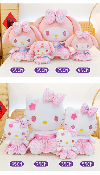 New Sanrio Pink Peach Hello Kitty Plush Toy Cat Doll Kuromi My Melody Stuffed Animal for Girls Birthday Xmas Gift Soft Cute Kids