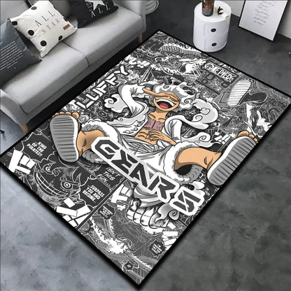 One Piece Figure Animes Rug Shanks Zoro Luffy Popular Style Nika Customize Cartoon Rug Handmade Carpet Area Rug for Home Decor