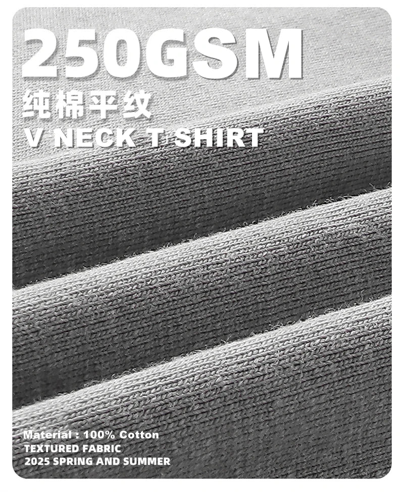 ZODF 2025 Men Summer 250gsm Batik Washed Cotton T-Shirts Retro Unisex Oversized V Neck Distressed T Shirt Brand Tees HY1067