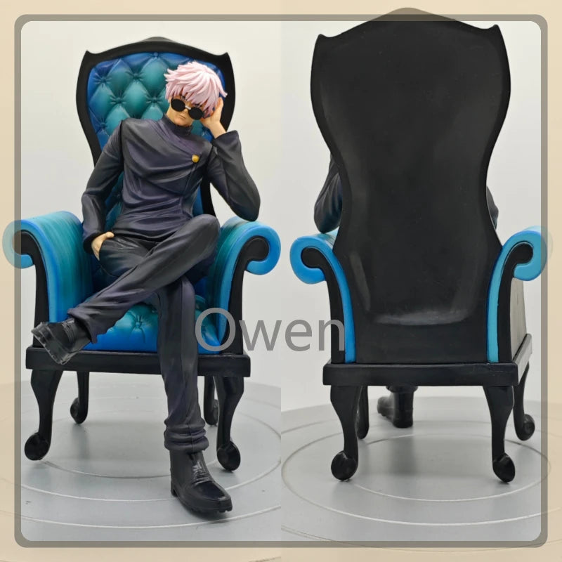 Anime 24cm Gojo Satoru Action Figures Jujutsu Kaisen Geto Suguru Figures Sitting Position PVC Decoration Mode Toys Birthday Gift