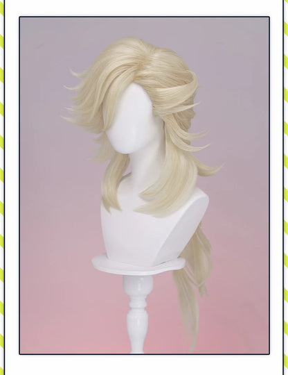 Doumaa Cosplay Wig Anime DokiDoki Men Golden 100cm Long Hair Doumaa Cosplay Heat Resistant Wig Free Cap