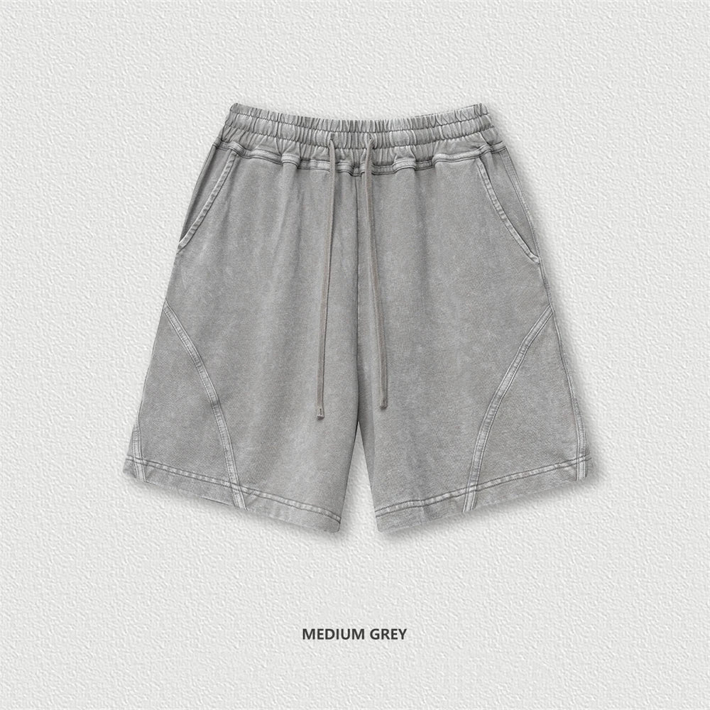 ZODF New Men Fire Snowflake Washed 330gsm Shorts Unisex High Street Summer Distressed Sport Cotton Shorts HY1028