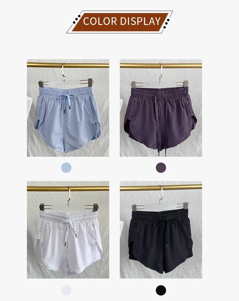 High Waist Double Layered Quick-Dry Breathable Yoga Sports Shorts for Women – Athletic Running Fitness Outdoor Leisure