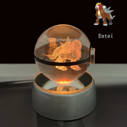Pokemon 3D Crystal Ball Glastrier Charizard Eternatus Froakie Anime Game Pokeball Led Night Light Base Birthday Gift Home Decora