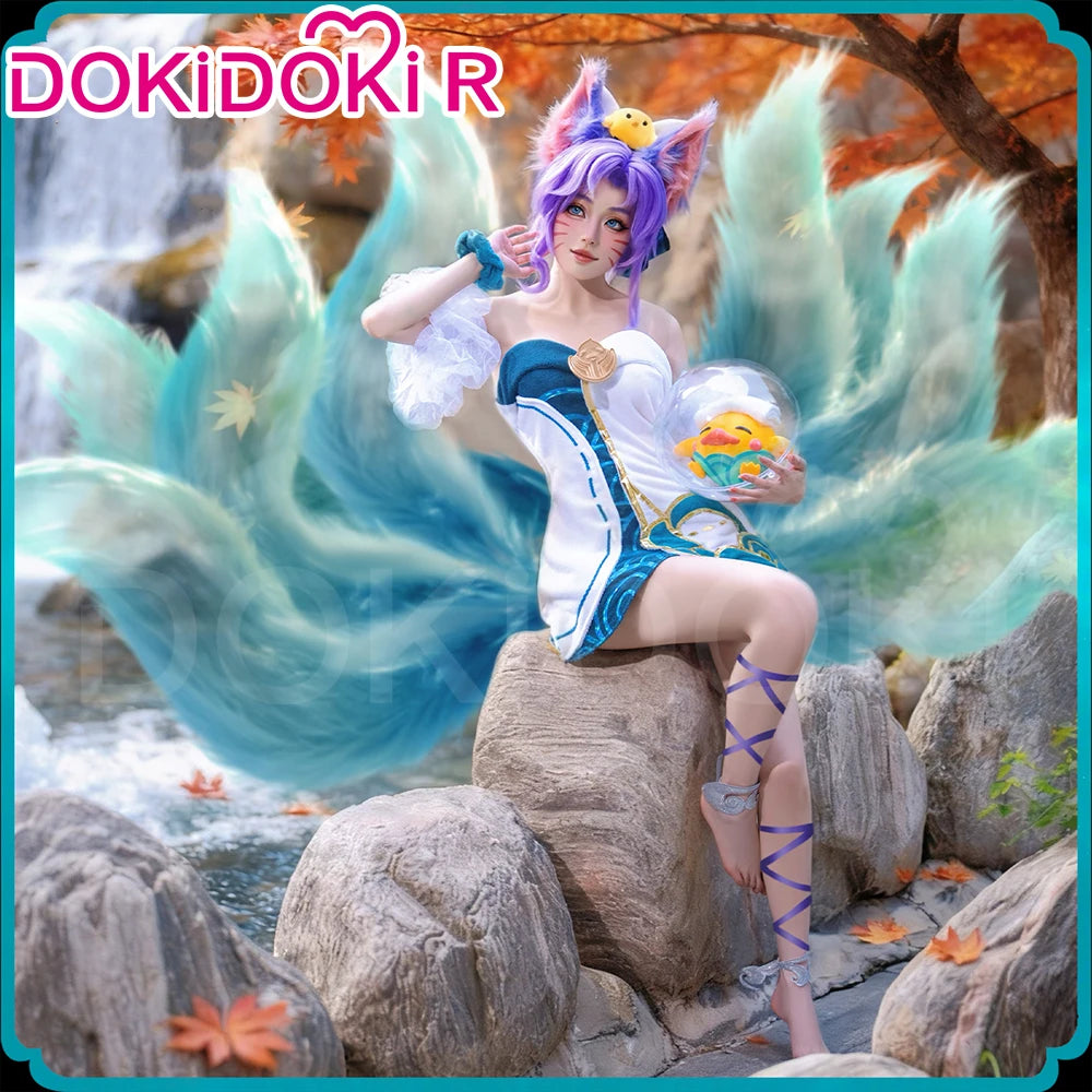 Ahrii Sonaa Cosplay Costume Game Cosplay DokiDoki-R Ahrii Sonaa Skin Spirit Blossom Springs Cosplay Women The Fox Costume