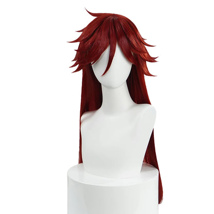 IN STOCK Grell Sutcliff Wig Anime DokiDoki Halloween Grell Sutcliff Cosplay 100cm Red Long Hair Free Cap
