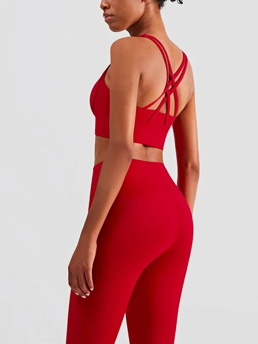 2 Piece Women’s Yoga Tracksuit Athletic Wear Pilates Fitness Suit Gym Workout Push Up Sports Bra Leggings Set
