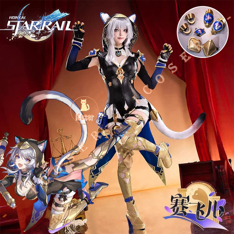 iCoser Honkai Star Rail Cipher Cosplay Costume Wig Bodysuit Uniform Cifera Tail Halloween Party for Women Girls Festival Props