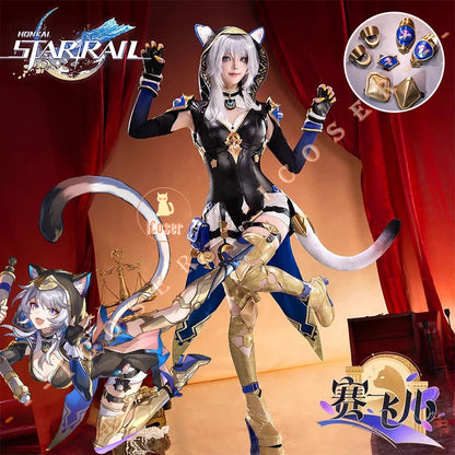 iCoser Honkai Star Rail Cipher Cosplay Costume Wig Bodysuit Uniform Cifera Tail Halloween Party for Women Girls Festival Props