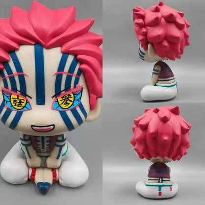 Demon Slayer Kimetsu No Yaiba Q Version Cute Upper Rank Three Akaza Head Movable Pvc Model Desktop Ornament Collection Fan Toy
