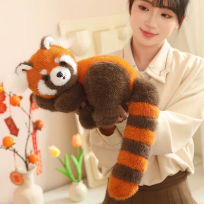 Long Tail Cute Raccoon Soft Toy Huggable Baby Red Panda Plush Doll Sleeping Raccoon Plushie Birthday Gift For Girlfriend Kids