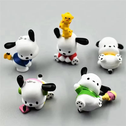 Hot 5Pcs Sanrio Anime Figure3-4cm Kawaii Pochacco Melody Model Accessories Children's Toys Gift Action Figures Pvc Gift Doll