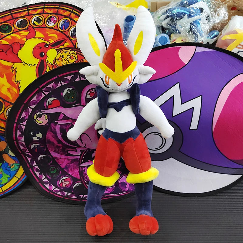 70cm Pokemon Lucario Large Plush Toys Greninja Zeraora Cinderace Glaceon Stuffed Giant Pokémon Eevee Anime Kids Christmas Gift