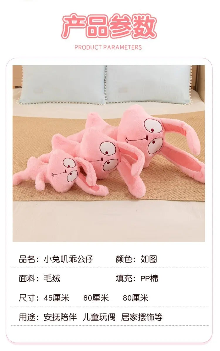 Cute Funny Plush Rabbit Toy Pink Cartoon Bunny Doll for Kids Birthday Xmas Gift Stuffed Animal Cuddly Pillow 120cm