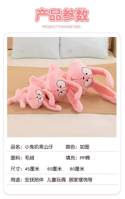 Cute Funny Plush Rabbit Toy Pink Cartoon Bunny Doll for Kids Birthday Xmas Gift Stuffed Animal Cuddly Pillow 120cm