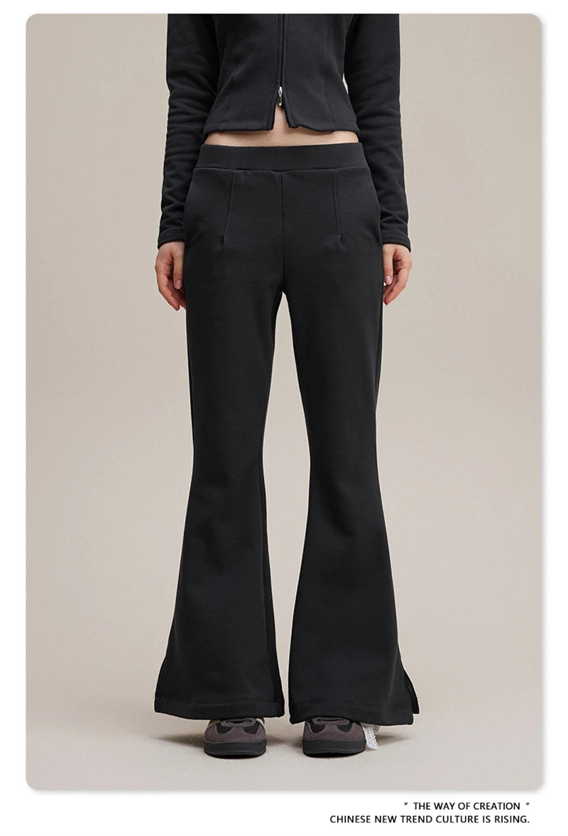 ZODF Women 2025 Autumn Sport Style Flared Pants Girls Female Mousse Muscle Sole Slimming Micro Yoga Trousers HY1095