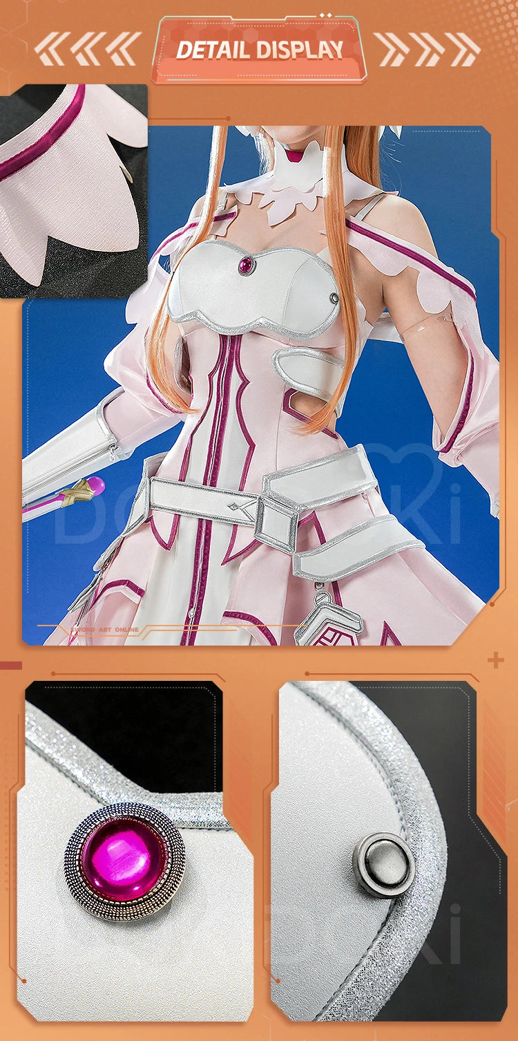 IN STOCK Yuuki Asuna Cosplay Costume Anime Sword Art Online Cosplay DokiDoki-SR Female Costume The Goddess of Creation Asuna Wig
