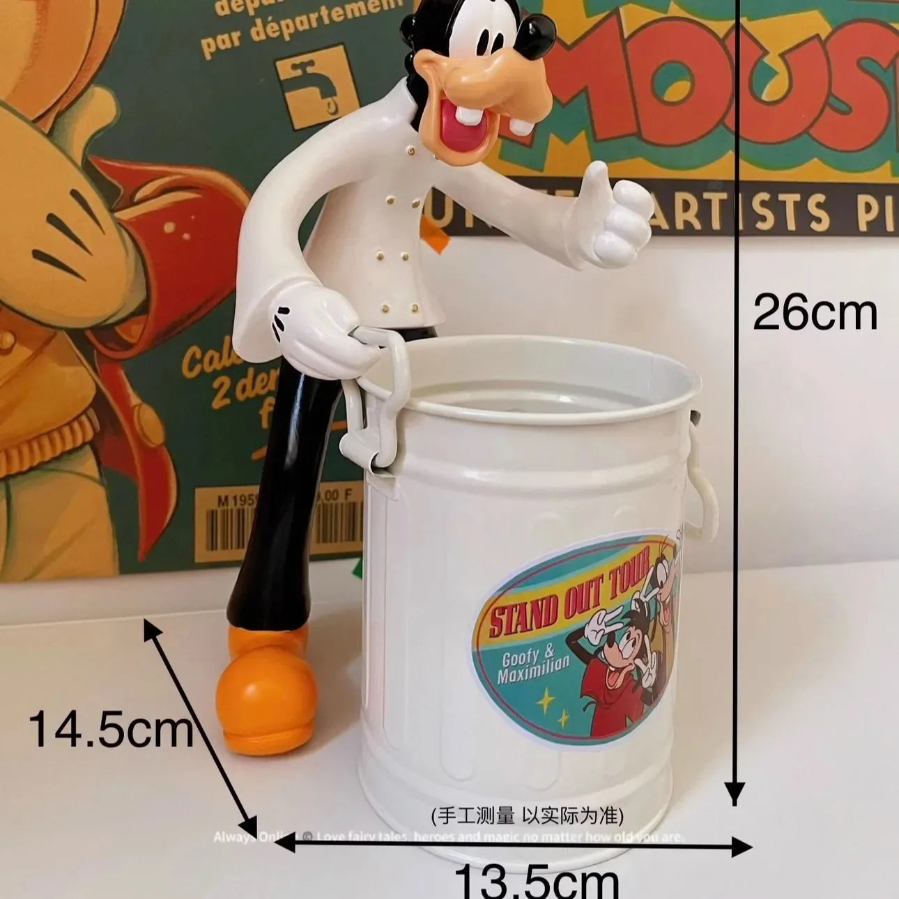 Disney Anime Figures Mickey Goofy Statue Pen Container Makeup Brush Holder Storage Bin Cute Desktop Decor Student Ornaments Gift