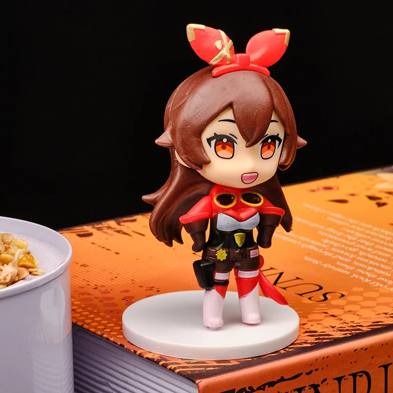 Hot 6pcs/set Genshin Impact Anime Figure Game Cartoon Aether Lumine Amber Venti Diluc Paimon Dolls Toy Kawaii Character  Gift