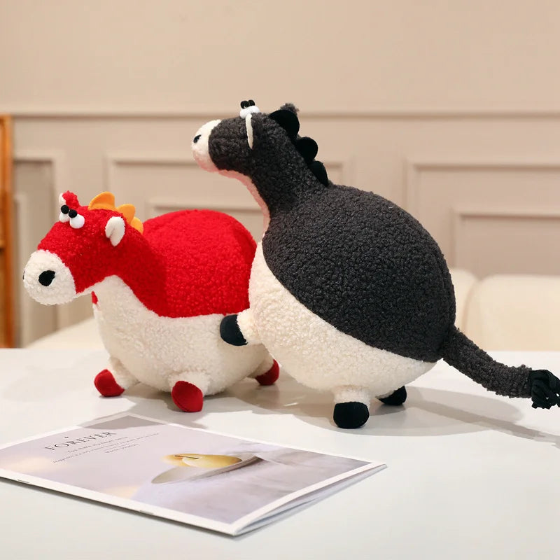 Cute Cartoon horse Plush Throw Pillow Toy Anime Stuffed Animals Round Fat Chubby Plushies Cushion Doll For Home Decor