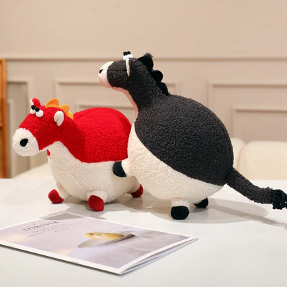 Cute Cartoon horse Plush Throw Pillow Toy Anime Stuffed Animals Round Fat Chubby Plushies Cushion Doll For Home Decor