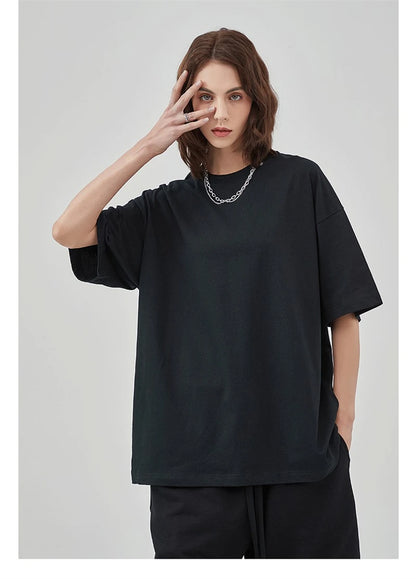 ZODF 2025 Spring Summer Men Solid 100% Cotton T-Shirts Unisex Women Loose 230gsm Noshrink Basic T Shirt Brand Tops HY0151