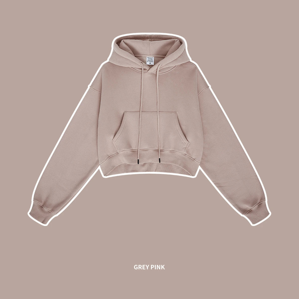 ZODF Chic Sexy Women Super-short Fleece Cropped Hoodies Girl Female Hip Hop Loose 345gsm Solid Hooded Pullover Streetwear HY0340