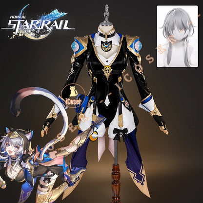 Honkai Star Rail Cipher Cosplay Costume Wig Uniform Jumpsuit Cifera Headwear Tail Halloween Party for Women Girl Carnival iCoser