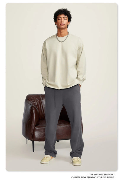 ZODF Autumn Winter 425gsm Long Sleeve T-Shirt American Retro Unisex Loose Heavyweight Basic Cotton T Shirts TEE HY0676