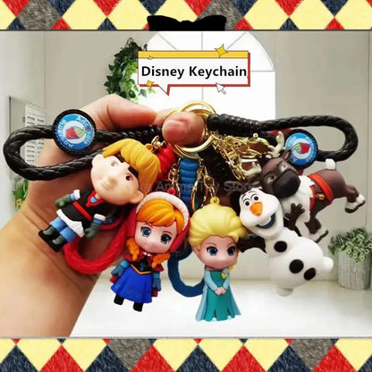 Anime Disney Keychain Frozen Mickey Mouse Minnie Lilo & Stitch  Doll Keyring Ornament Key Chain Car Pendant Kids Toys Gift